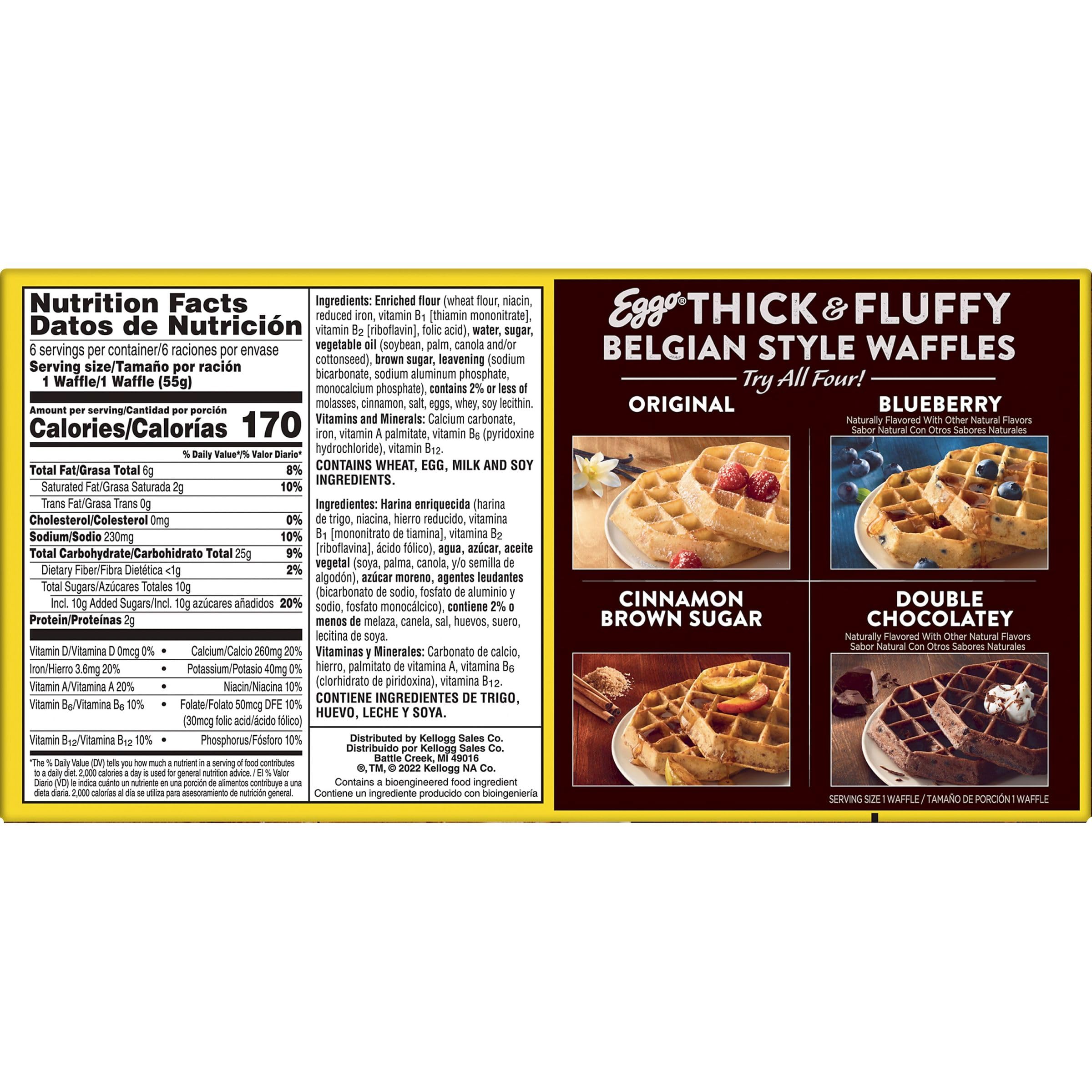 Eggo Thick & Fluffy Frozen Waffles - Belgian Style Cinnamon Brown Sugar Breakfast (11.6oz, 6 Waffles) | Resealable Pack | Perfect for Quick Breakfast, Kids Lunch, or Snack Time