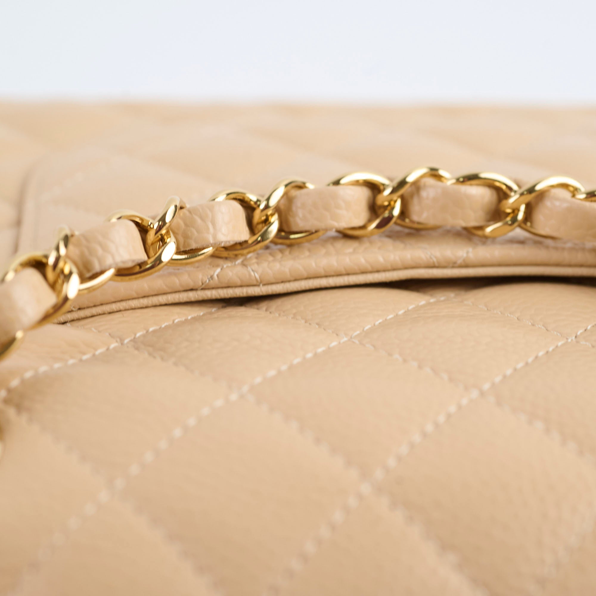 Chanel Classic Double Flap Bag in Caviar Leather Beige Gold Hardware - Timeless Luxury Handbag for Women, Perfect for Work, Evening Events & Special Occasions