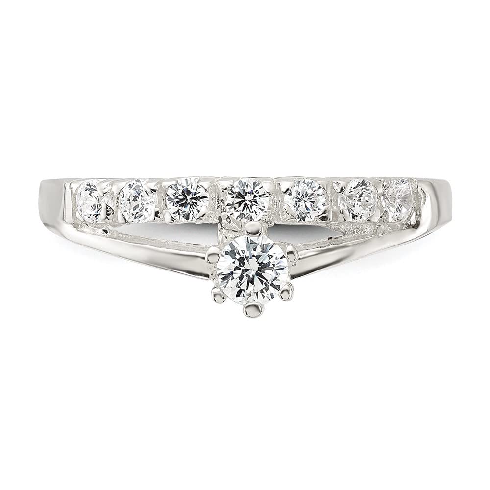 925 Sterling Silver Row & Solitaire Cubic Zirconia Ring for Women - Elegant Stackable Wedding Band, Anniversary Gift, Promise Ring - Perfect for Bridal, Engagement & Everyday Wear
