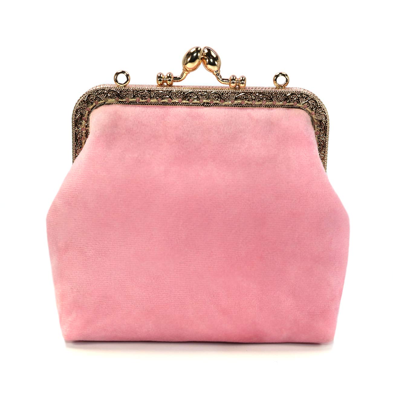 Jan&Dee Women's Velvet Suede Crossbody Wallet Clutch with Pearl Chain - Mini Retro Purse Organizer & Cosmetic Bag in Pink | Perfect for Parties, Dating & Daily Use