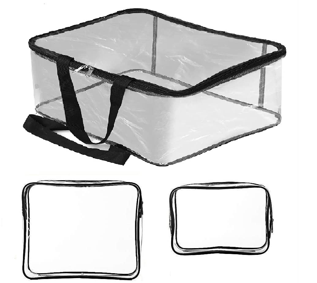 FRENYEAR 3 Pack Clear PVC Cosmetic Bags - Waterproof Travel Toiletry Organizer Set with Zipper for Makeup, Skincare & Essentials - Perfect for Air Travel, Gym, Beach Trips & Daily Organization
