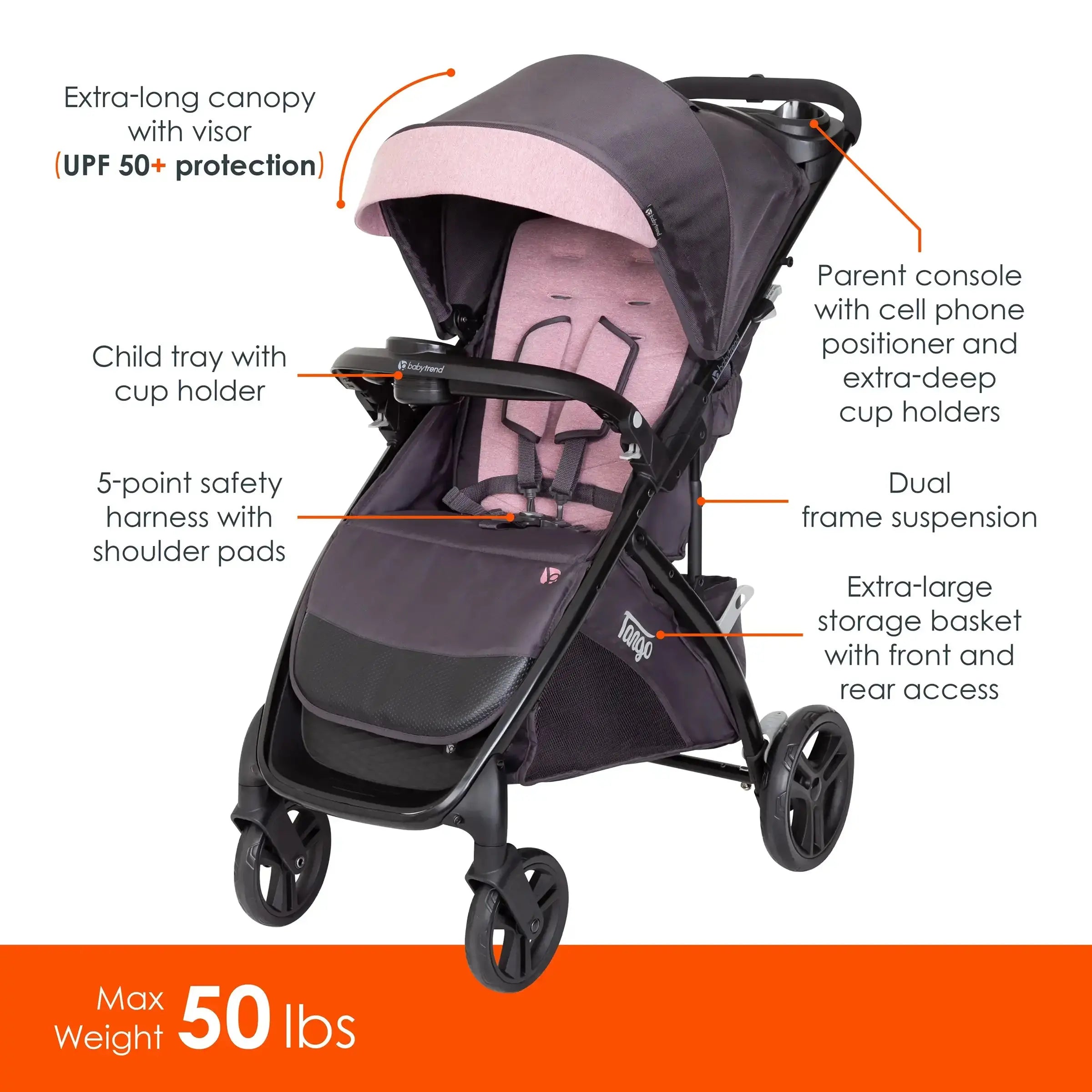 Tango Stroller - Lightweight Compact Baby Stroller for Travel & Everyday Use | Easy Fold, Comfortable Ride | Perfect for Shopping, Walks & Airports