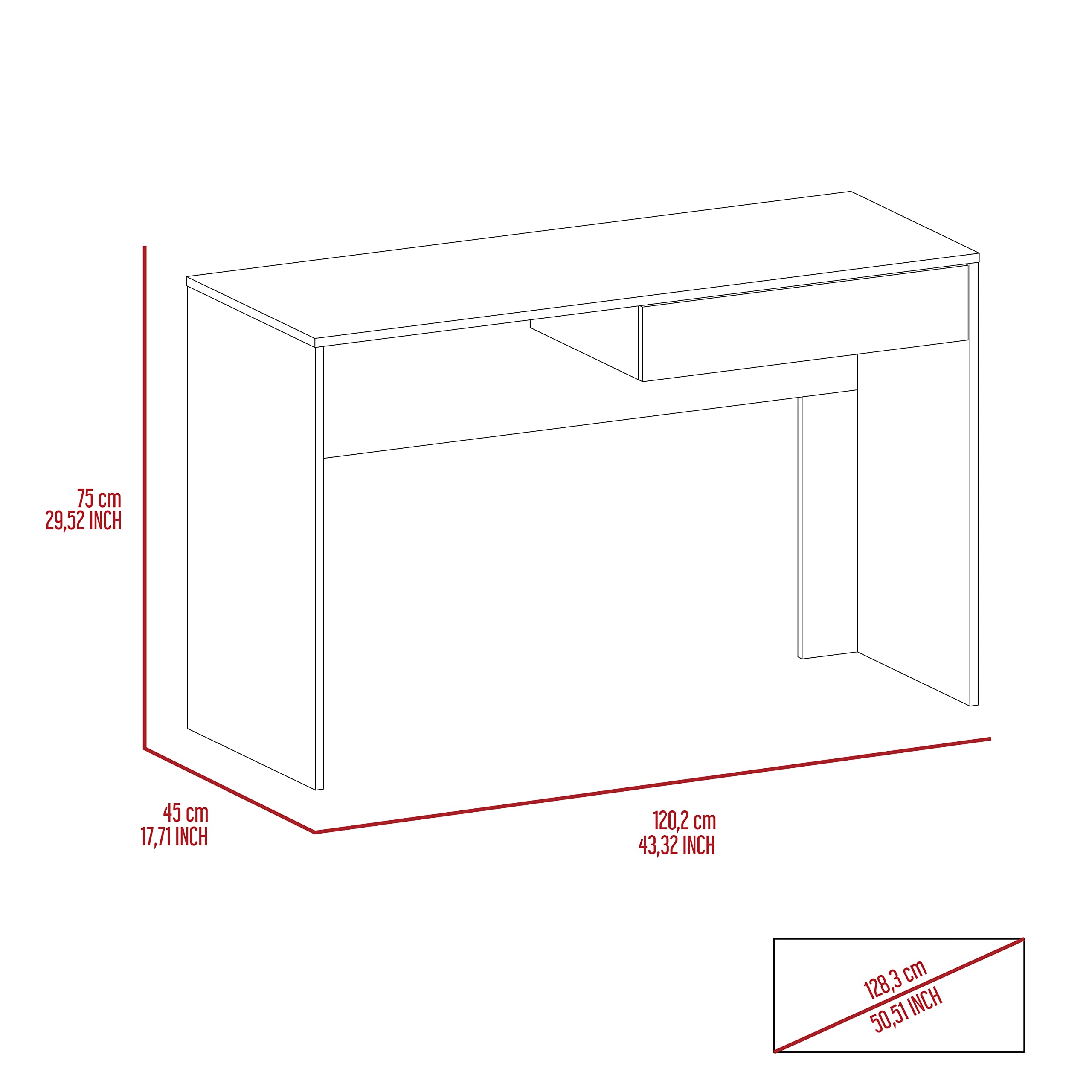 Black Tampa Writing Desk with Drawer - Home Office & Study Furniture