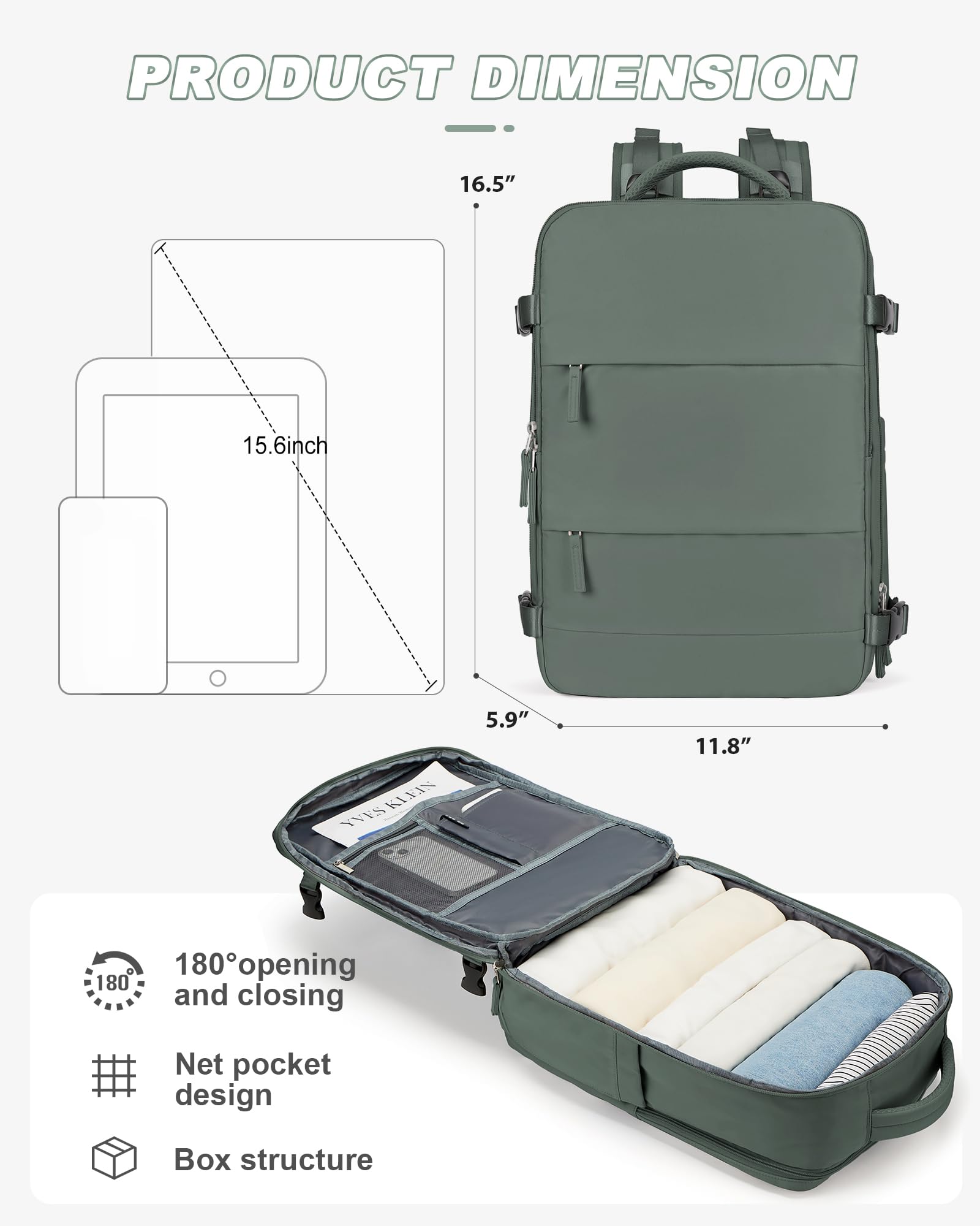 Airline Approved Travel Backpack for Women & Men - Waterproof Carry On Backpack with Laptop Compartment & Shoe Storage - Perfect for Airplane Travel, Gym, College & Business Trips