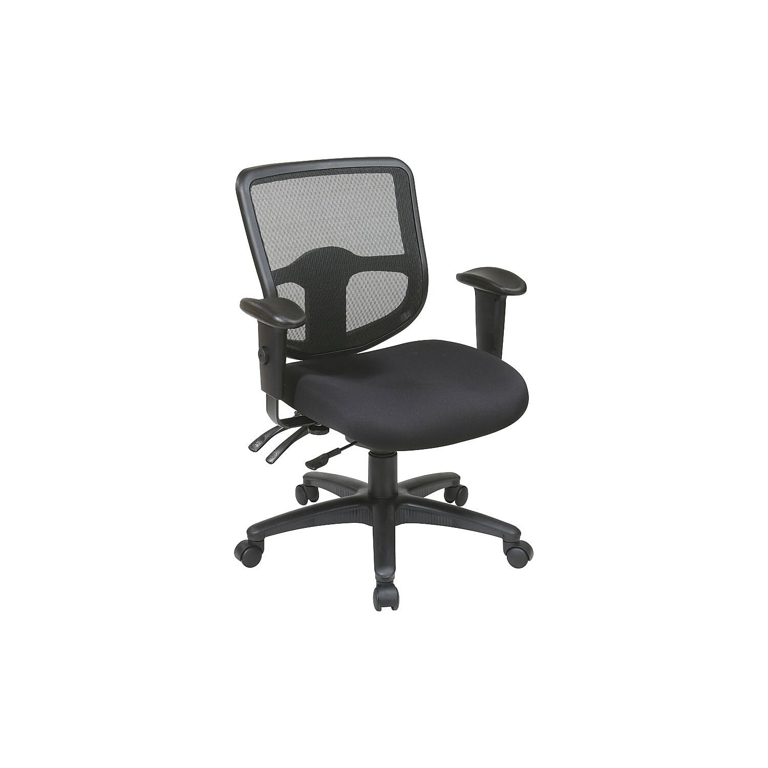Office Star Ergonomic ProGrid Back Task Chair with Adjustable Lumbar Support - Ratchet Back Height Adjustment & Dual Function Control - Breathable Mesh Office Chair with Arms (Coal FreeFlex) - Perfect for Home Office, Gaming & Workspaces