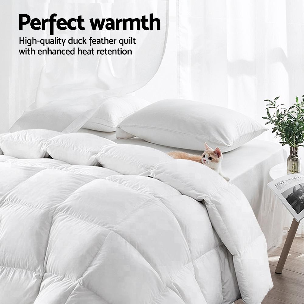 Premium 700GSM Duck Down Feather Quilt - Ultra Warm Winter Blanket for Queen Size Bed | Luxury Duvet Insert & Doona Cover | Perfect for Cold Nights, Guest Rooms & Cozy Bedroom Decor