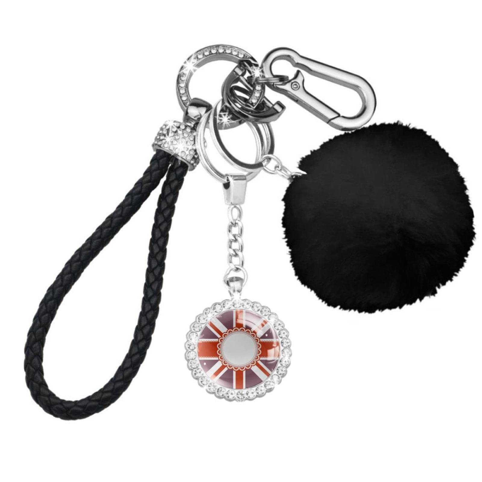 Snow Winter Forest Mountains Keychain Set for Women - Wristlet Keychain with Car Keychain & Pom Pom Accessories Kit | Perfect for Winter Fashion, Gift Giving & Key Organization