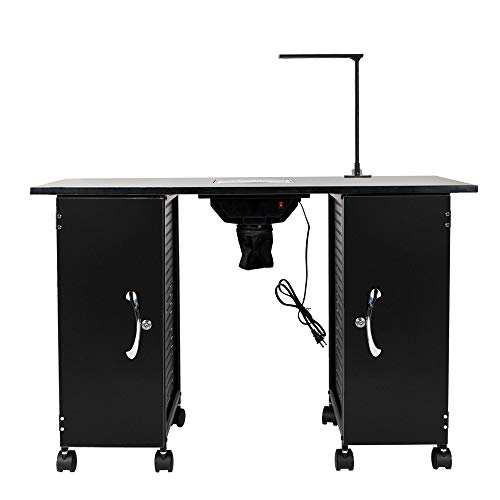Portable LED Nail Table with Storage Drawers - Salon Manicure Workstation for Professionals