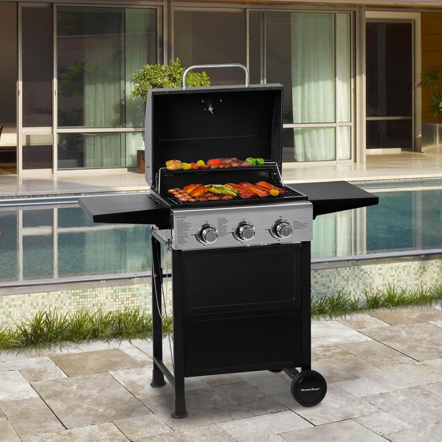 30-Inch 4 Burner Stainless Steel Propane Gas Grill - 34,200 BTU Outdoor BBQ Grill with Wheels for Easy Mobility - Perfect for Backyard, Patio, and Garden Barbecue Parties