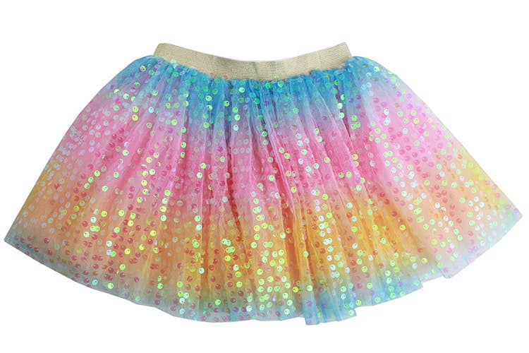 Pastel Sequin Tie Dye Tutu Skirt for Girls - 7/8 Layers Soft Tulle Ballet Dance Skirt - Perfect for Birthday Parties, Dance Performances & Photo Shoots