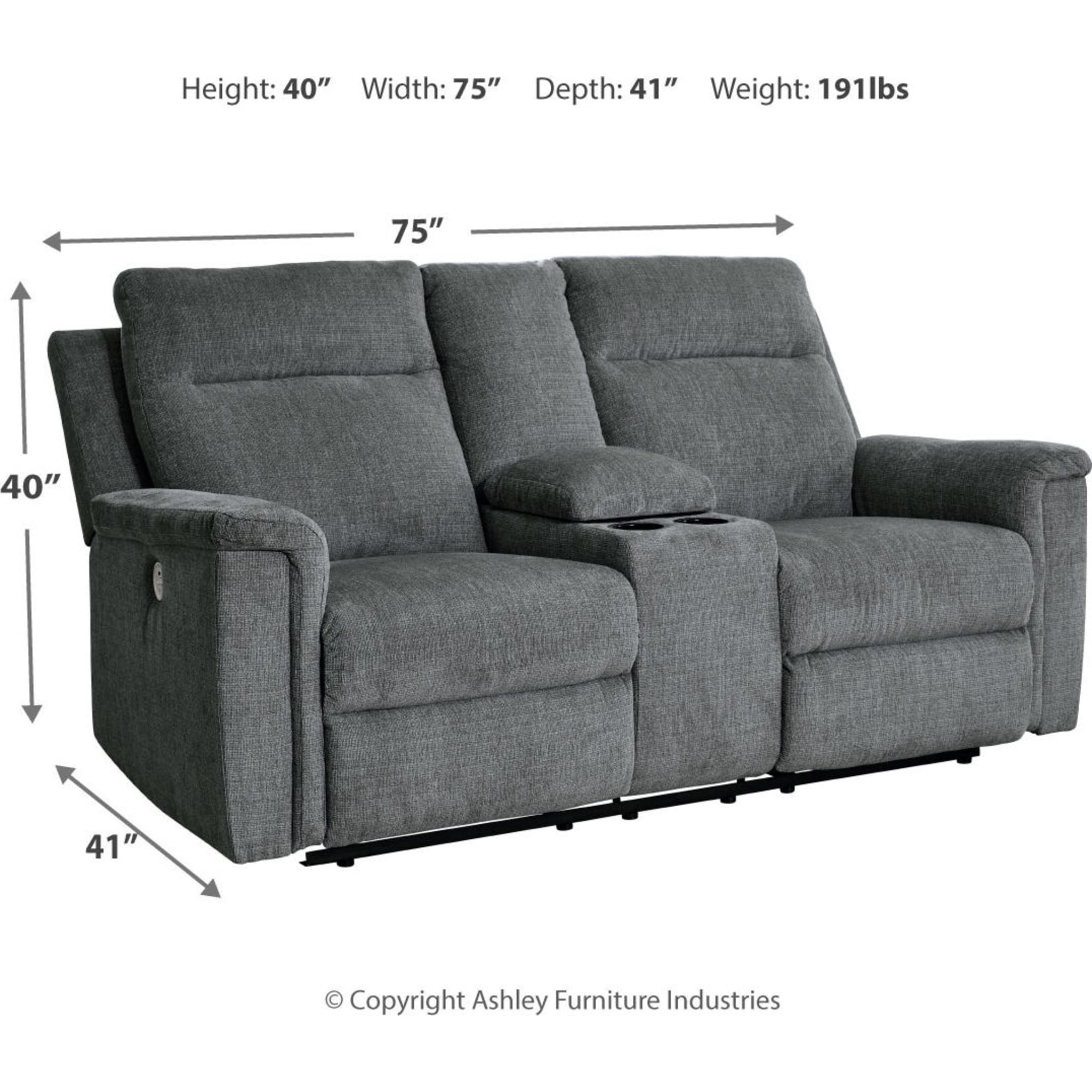 Barnsana Power Reclining Loveseat with Console - Modern Electric Recliner Sofa for Living Room, Home Theater & Family Room - Comfortable Dual Motor Couches with USB Charging & Cup Holders