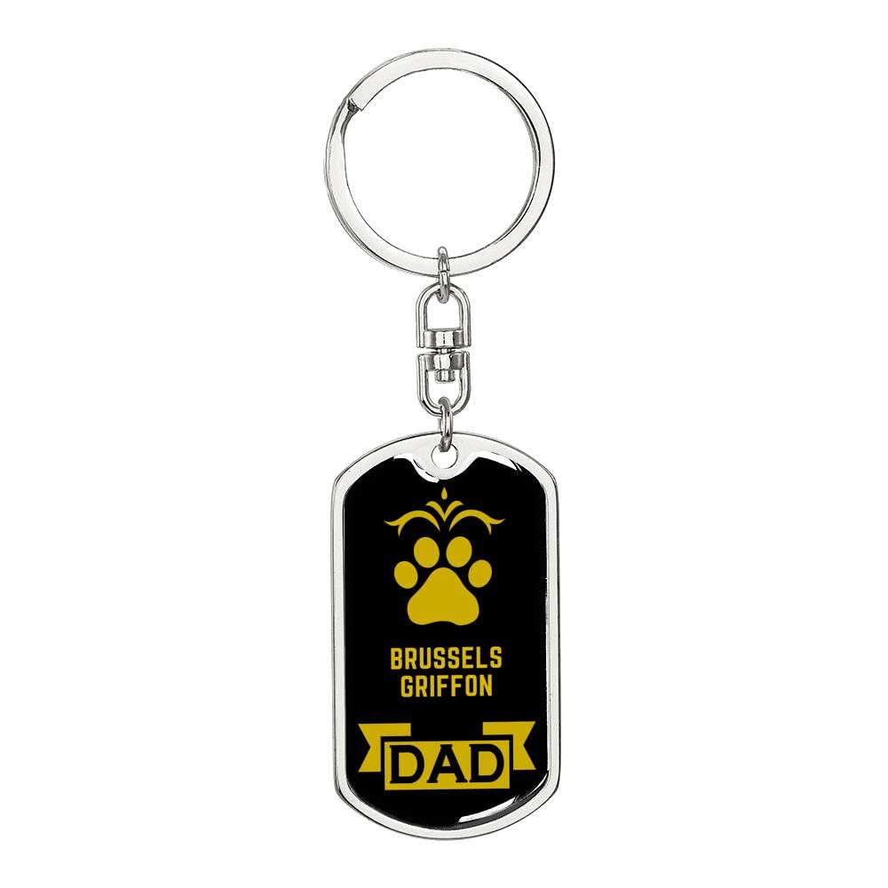 Brussels Griffon Keychain - Stainless Steel or 18k Gold Plated Pet Lover Gift - Perfect for Dog Owners, Anniversary Presents & Keyring Accessories