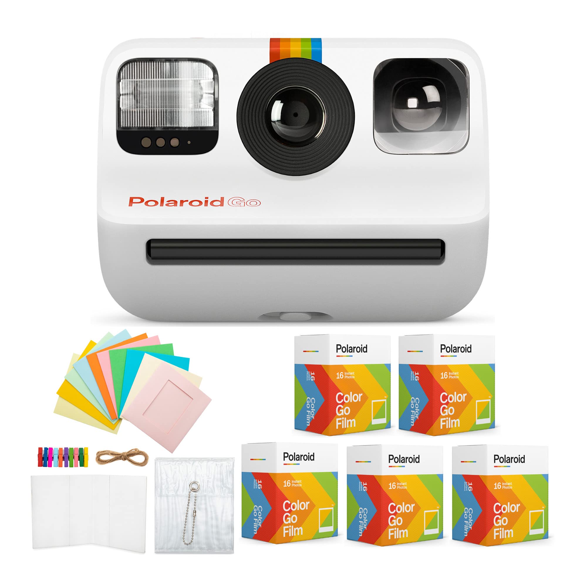 Polaroid GO Instant Camera Bundle with 5-Pack Color Film & 7 Essential Accessories - Perfect for Travel, Parties, and Creative Photography