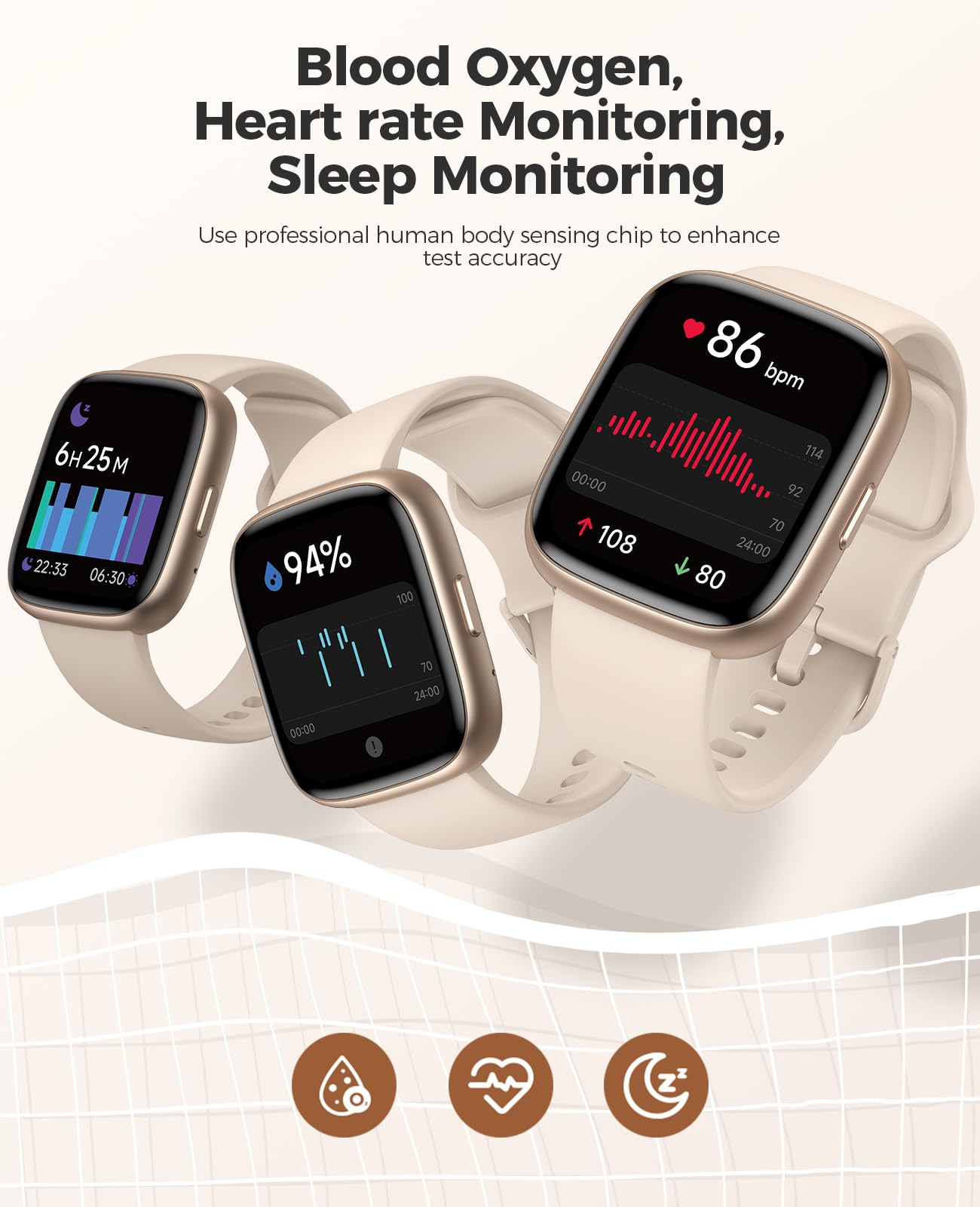 Smart Watches for Women - IP68 Waterproof Fitness Tracker with Alexa Built-in, 1.83