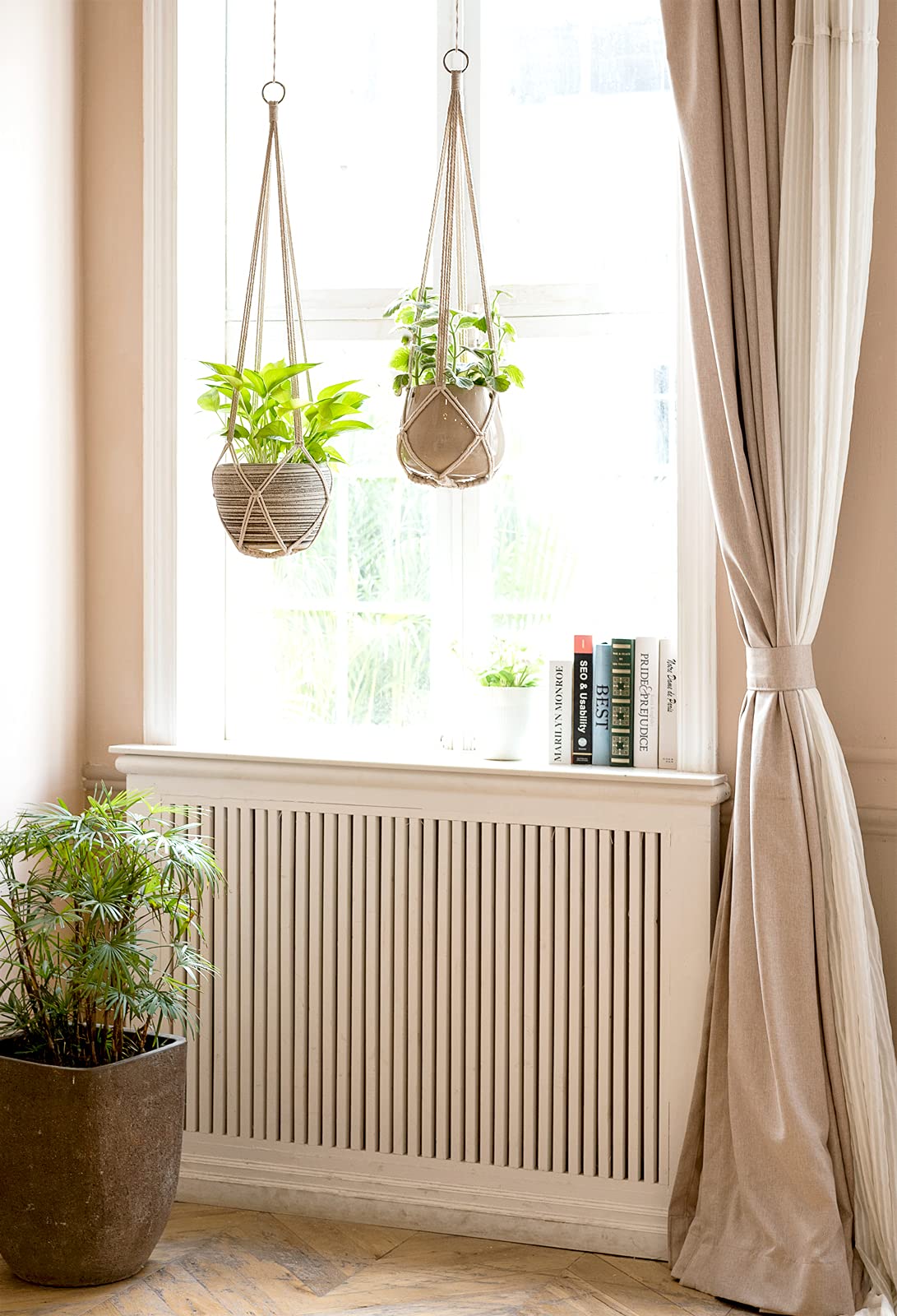 Dahey Macrame Plant Hanger Set of 3 with Hooks - Indoor/Outdoor Hanging Planter Basket (35