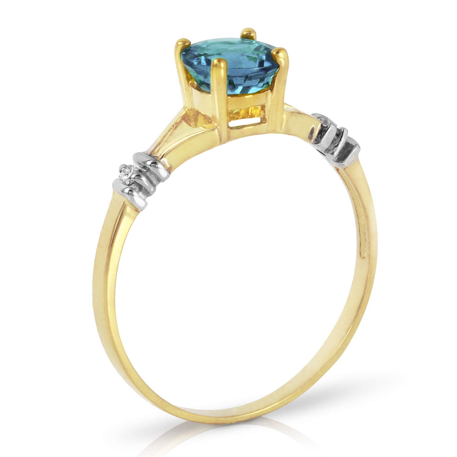 14K Solid Gold Ring with 1.02 CTW Natural Diamonds & Blue Topaz - Galaxy Gold GG Elegant Jewelry for Women, Perfect for Engagement, Anniversary & Special Occasions
