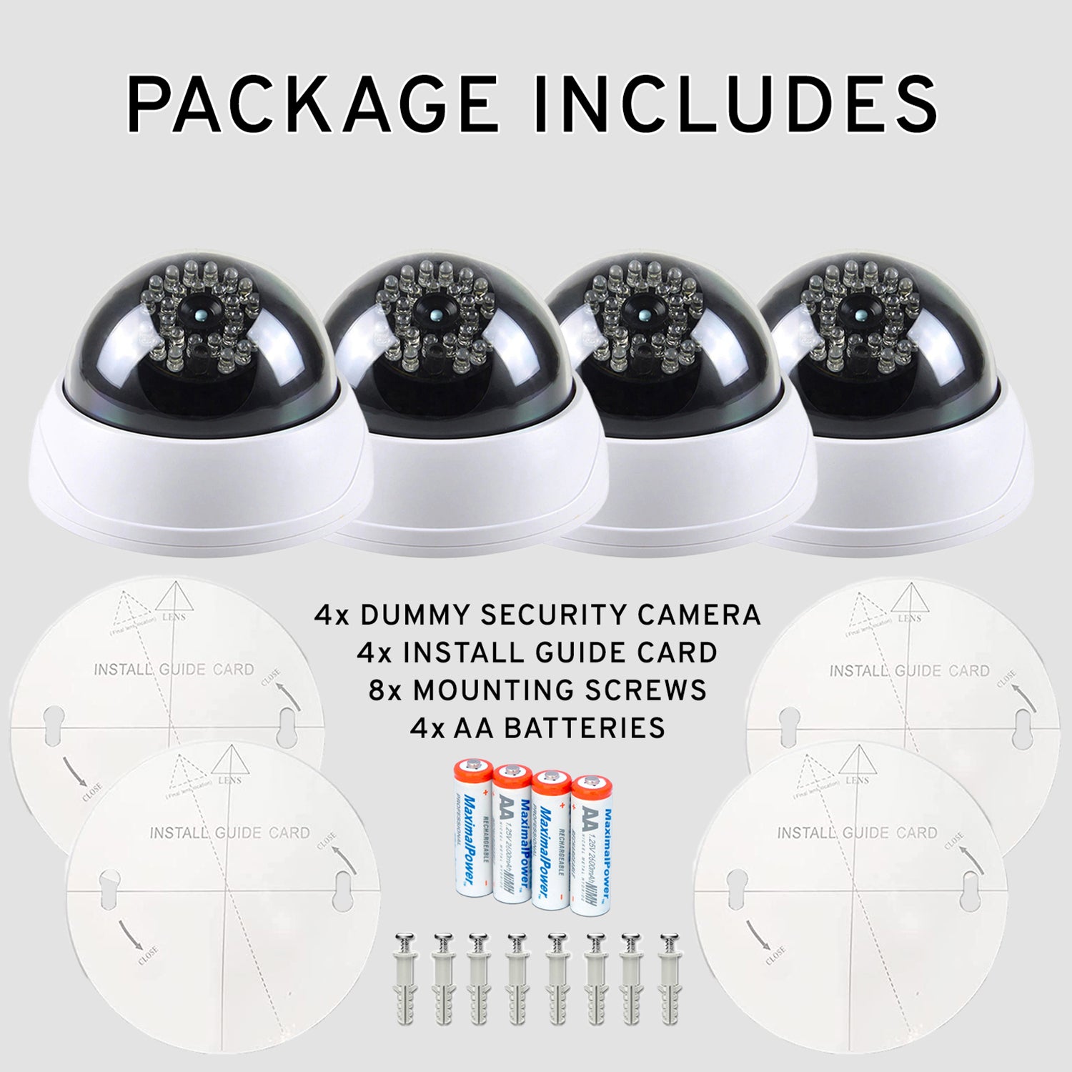 Dummy CCTV Dome Security Camera with 28 Red LED Lights - Fake Surveillance Camera for Home, Office & Business Security