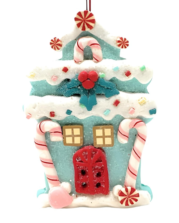 5 Pack Frosted Gingerbread House Christmas Ornaments - Handmade Holiday Decor for Tree, Mantel & Festive Home Decorations