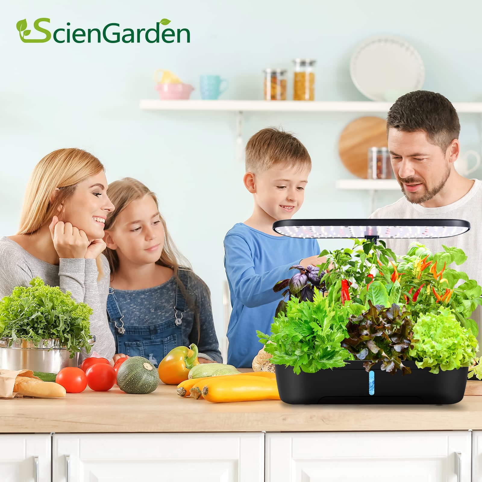 12-Pod Hydroponic Growing System with LED Grow Light & Auto Timer - Indoor Herb Garden Kit for Home Kitchen, Height Adjustable - Perfect for Fresh Basil, Mint, Rosemary & Organic Vegetables Year-Round (Ideal for Small Spaces, Apartments & Urban Gardening)