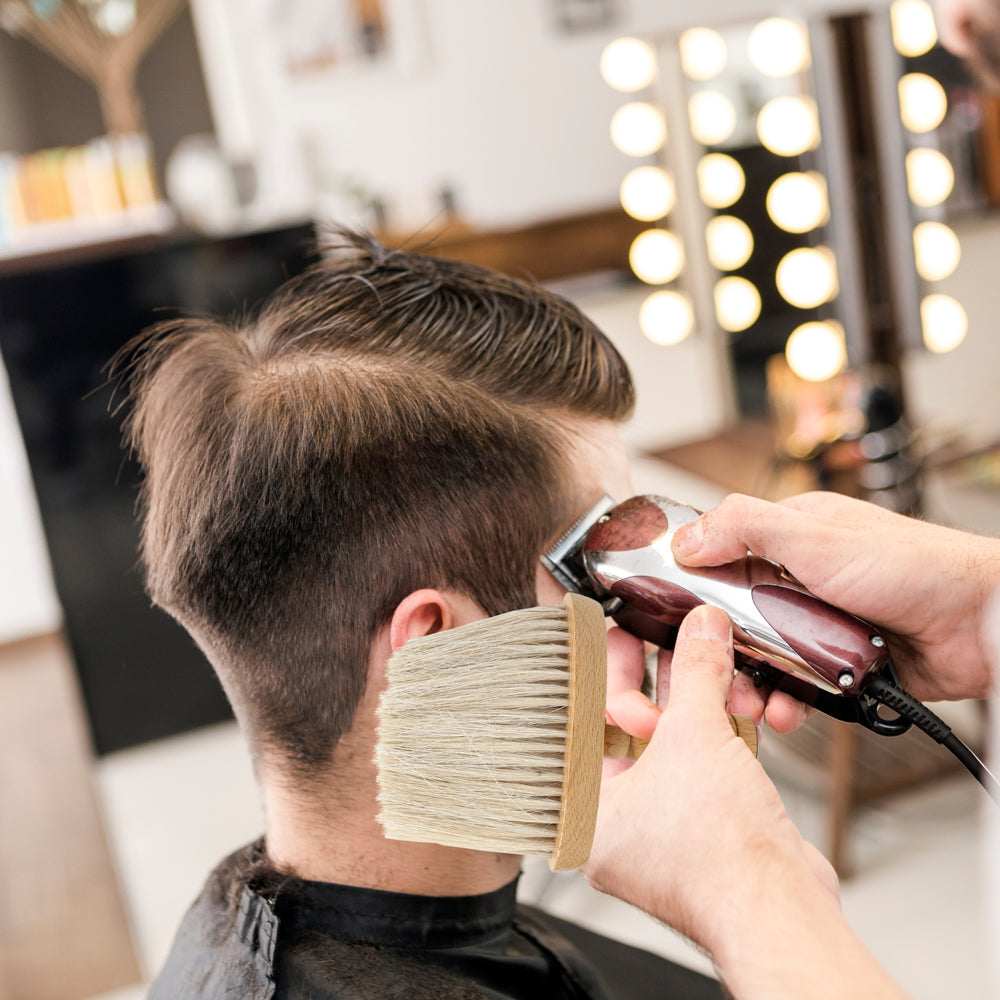 Professional Scalpmaster Barber Brush Neck Duster with Natural Bristles - Premium Barbershop Accessories for Haircut & Grooming - Perfect for Salon, Home Haircuts & Beard Trimming (1 Pack)