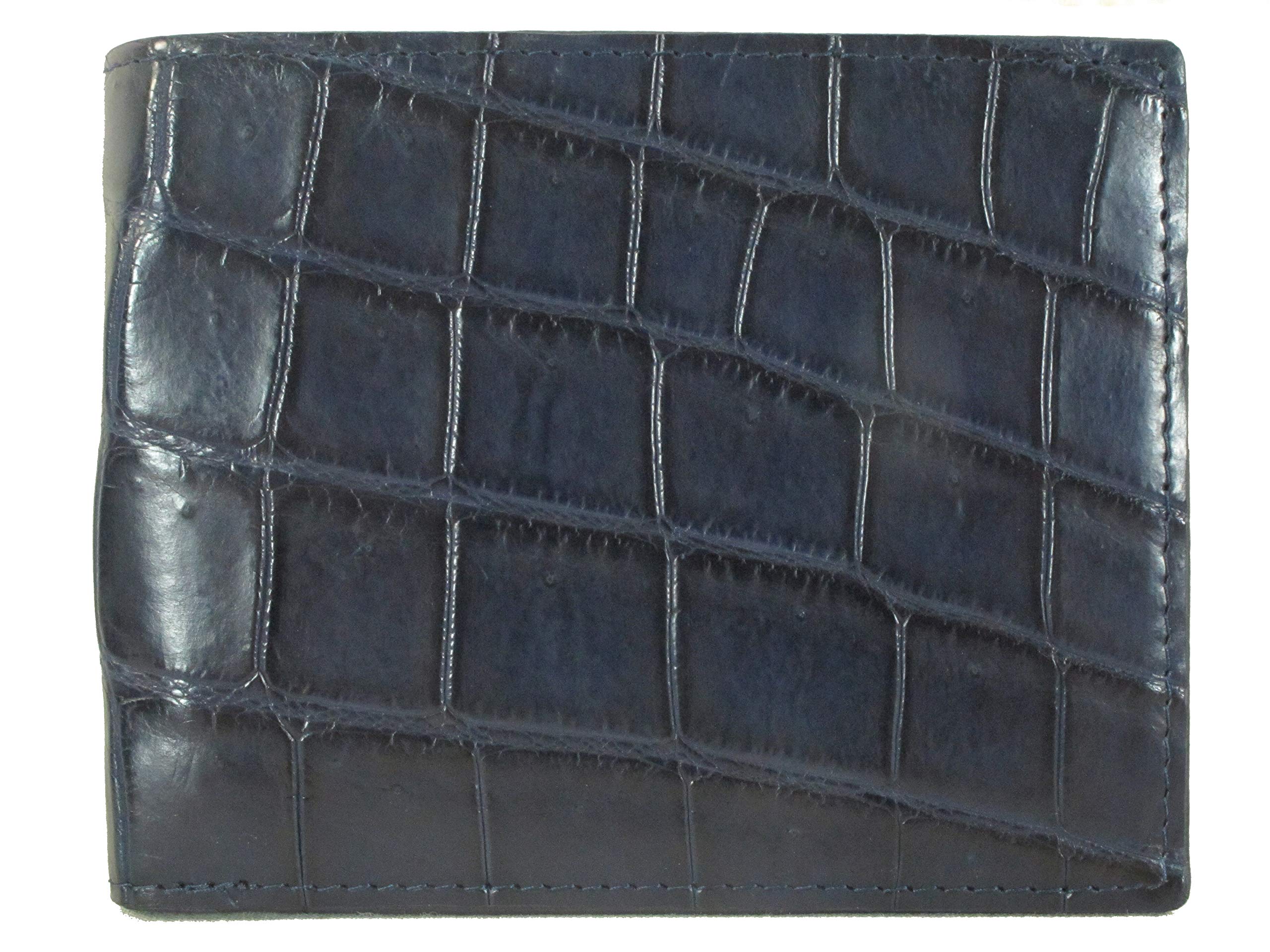 Luxury Genuine Crocodile Alligator Belly Skin Leather Slim Bifold Wallet - 6 Card Slots, 2 ID Windows & 2 Bill Compartments (Cobalt Blue) | Perfect for Business Professionals & Everyday Carry | Premium Gift for Men
