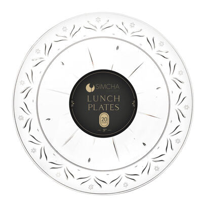 Crystal Clear Round Plastic Plates - 20 Pack Shatterproof Disposable Dinner Plates for Parties, Weddings & Events - Simcha Collection Durable BPA-Free Elegant Tableware