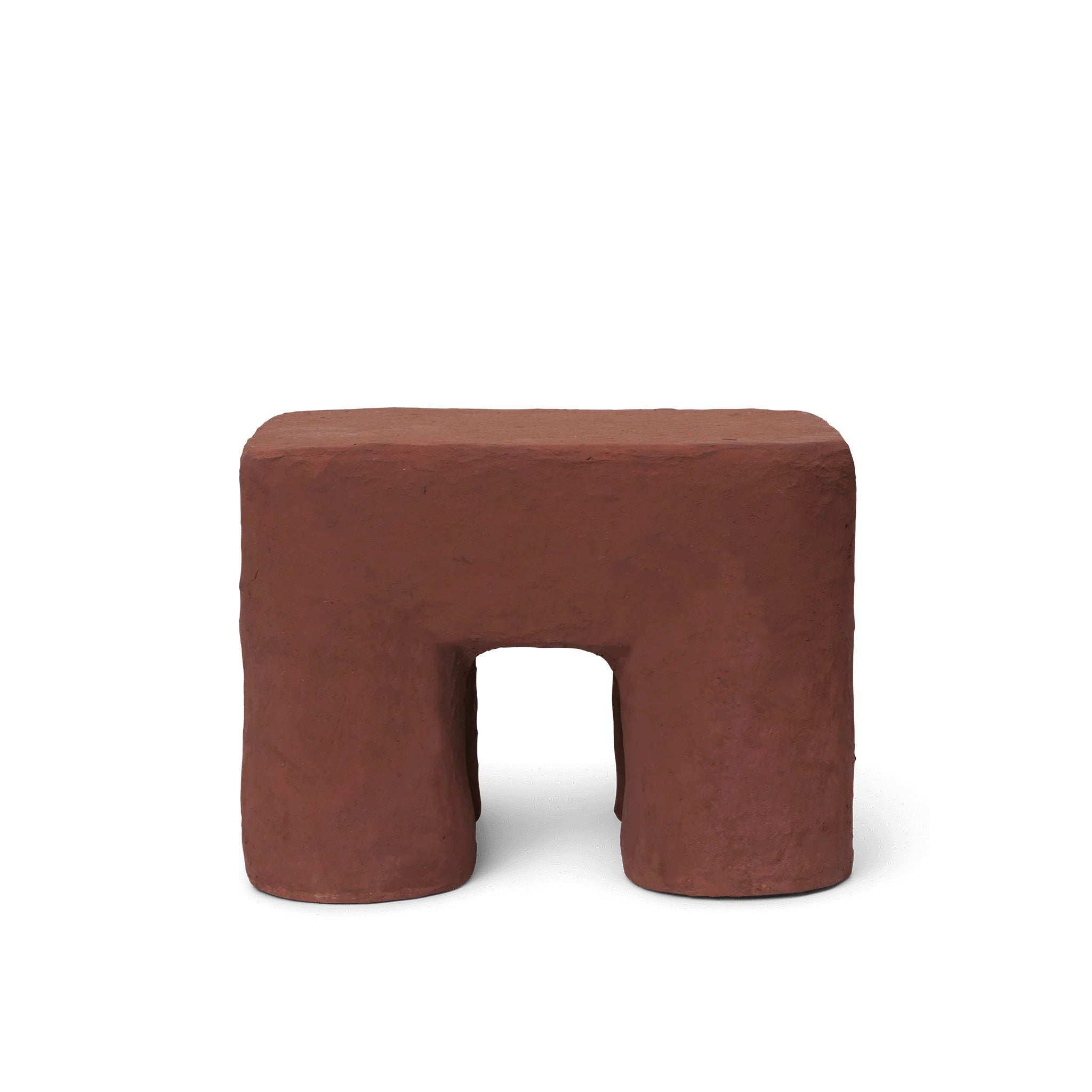 FERM LIVING Podo Stool - Modern Wooden Stool in Red Brown | Compact Side Table, Bedroom Accent, Living Room Decor