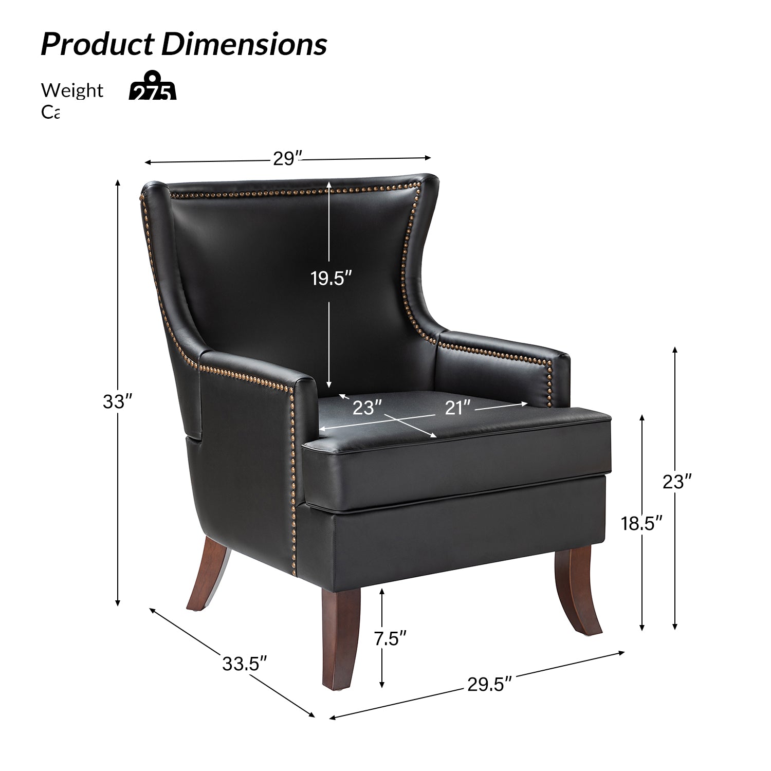 Mid Century Modern Vegan Leather Accent Armchair - Aurelia Stylish Lounge Chair for Living Room, Office & Reading Nook