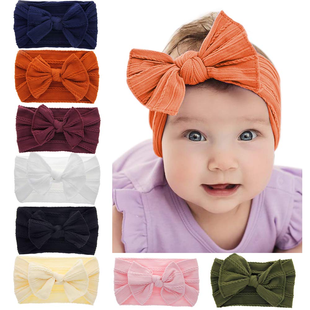 Baby Headbands Turban Knotted - Soft Newborn Infant Toddler Hair Accessories with Bows | Perfect for Photography, Birthday Parties & Everyday Outfits