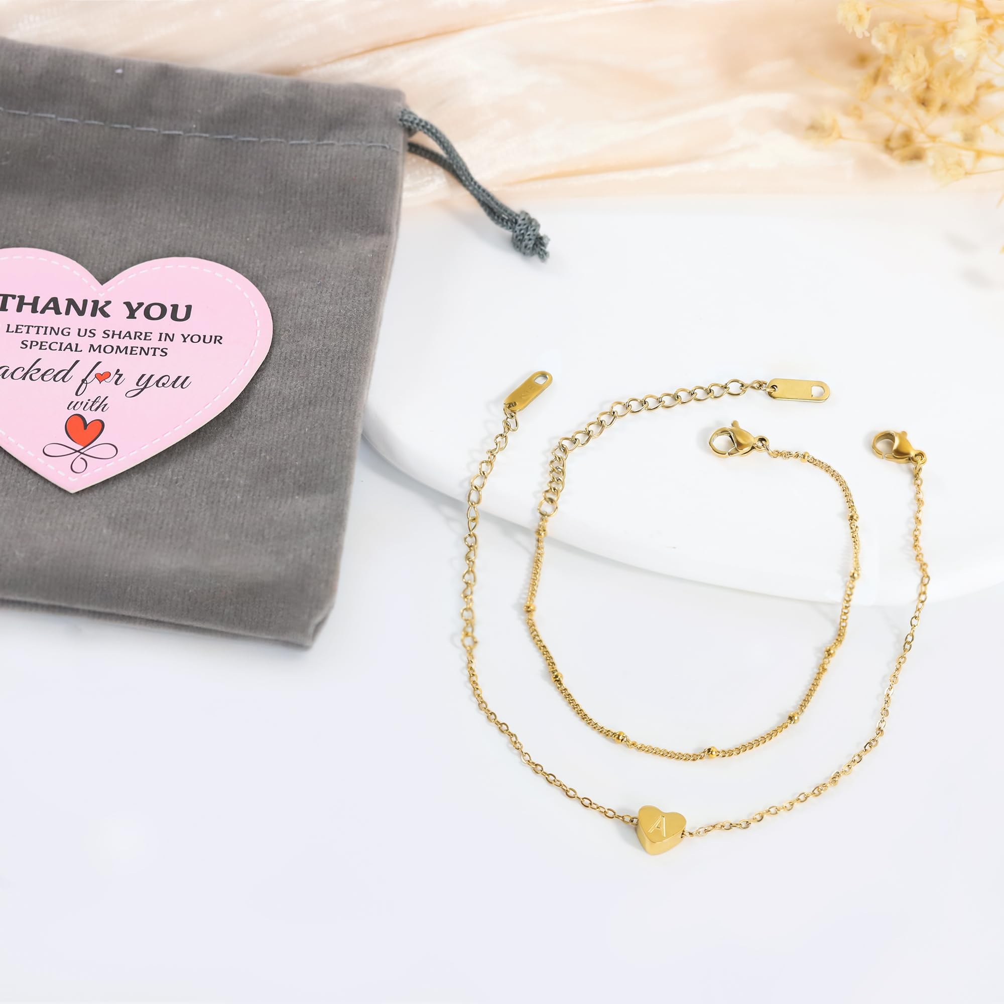 Elegant Gold Initial Bracelet for Women - Letter L Heart Charm Bracelet, Trendy Gold Jewelry Gift for Teen Girls, Birthday Present, Stocking Stuffer | Perfect for Everyday Wear, Date Nights & Special Occasions