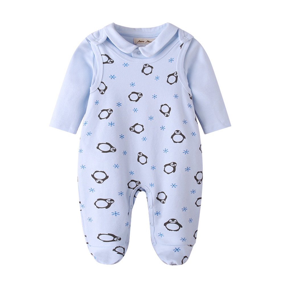 Adorable Penguin Baby Overalls - Long Sleeve Bodysuit Outfits for Newborns | Soft & Comfortable Infant Clothes for Winter, Photo Shoots & Daily Wear