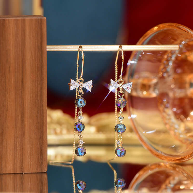 Tiny Bow Threader Earrings - Dainty Gold/Silver Threader Earrings for Women | Perfect for Everyday Wear, Parties & Gifts (Style A8844)