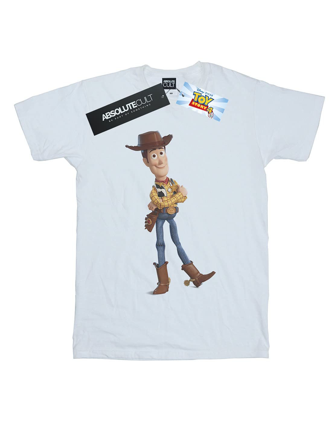 Disney Toy Story 4 Sheriff Woody Graphic T-Shirt for Boys - White Cotton Tee (Ages 9-11) - Perfect for Birthday Gifts, School Wear & Disney Theme Parties
