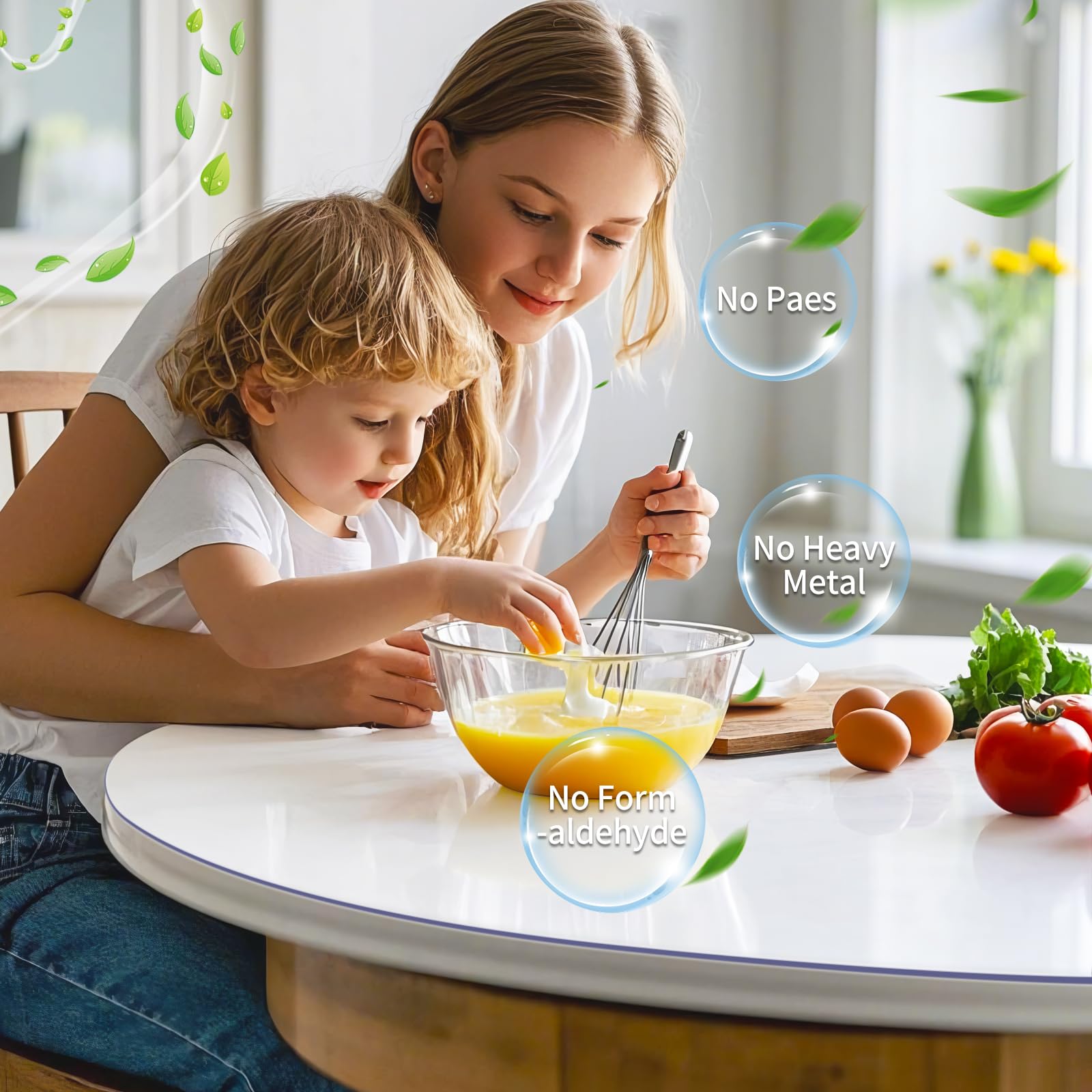 Warmstar 48 Inch Round Clear PVC Table Cover Protector - 1.5mm Thick Waterproof Plastic Tablecloth for Dining Room & Coffee Table - Perfect for Parties, Daily Use & Home Decor Protection