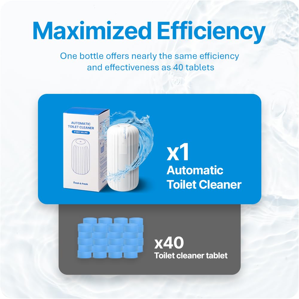 Fresh & Fresh Automatic Toilet Bowl Cleaners - 5 Pack (Up to 2500 Flushes per Bottle) | Long-Lasting 3-4 Months Commercial & Residential Toilet Cleaner | Perfect for Homes, Hotels, and Office Restrooms