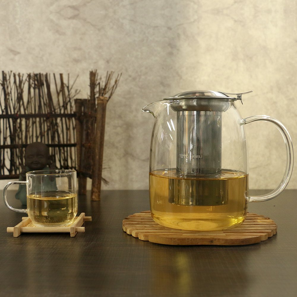 Premium Glass Teapot with Infuser & Lid - 1000ml/35oz Borosilicate Stovetop Safe Loose Leaf Tea Maker - Heat Resistant Clear Teapot for Tea Enthusiasts - Perfect for Home, Office & Gifting (Ideal for Green/Herbal Tea Brewing)