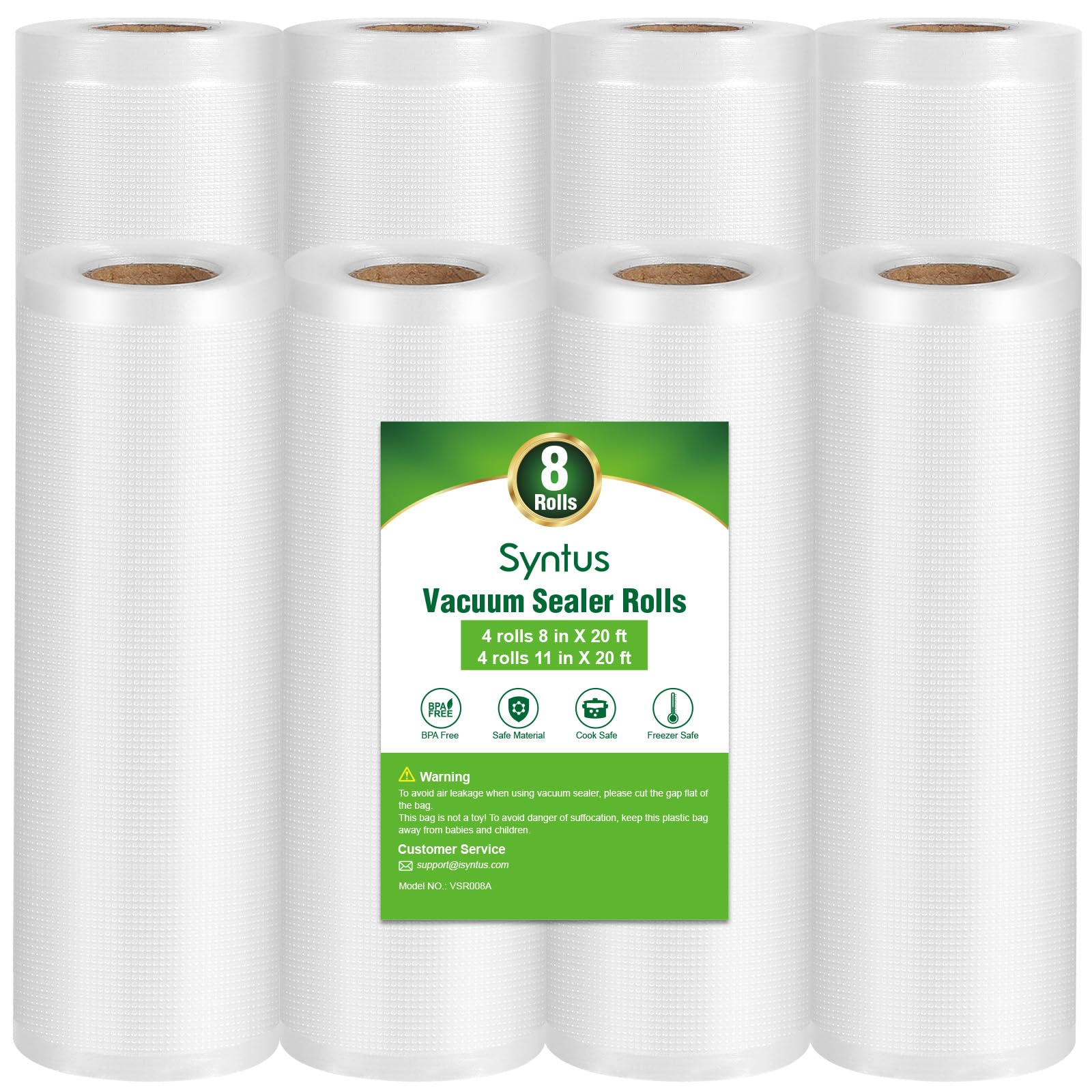 Syntus Vacuum Sealer Bags 8 Pack - 4 Rolls 11