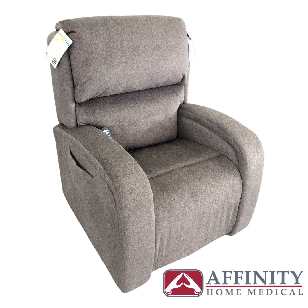 EZ Sleeper PR 761 Maxicomfort Lift Chair with Twilight Feature - Premium Shale High Performance Fabric Recliner for Living Room & Home Theater Relaxation