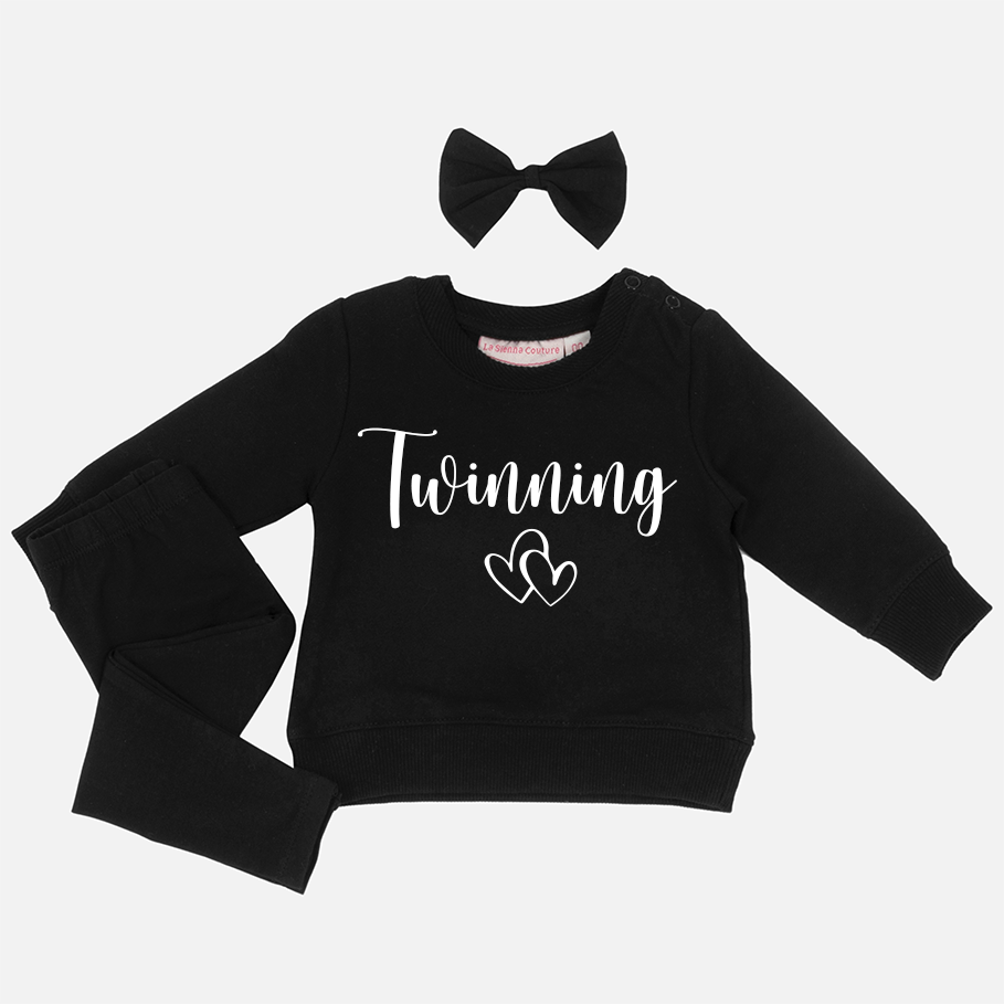 Custom Black Crew Neck T-Shirt & Leggings Set - Soft Cotton Comfort Fit for Women - Perfect for Yoga, Gym, Workout & Casual Wear