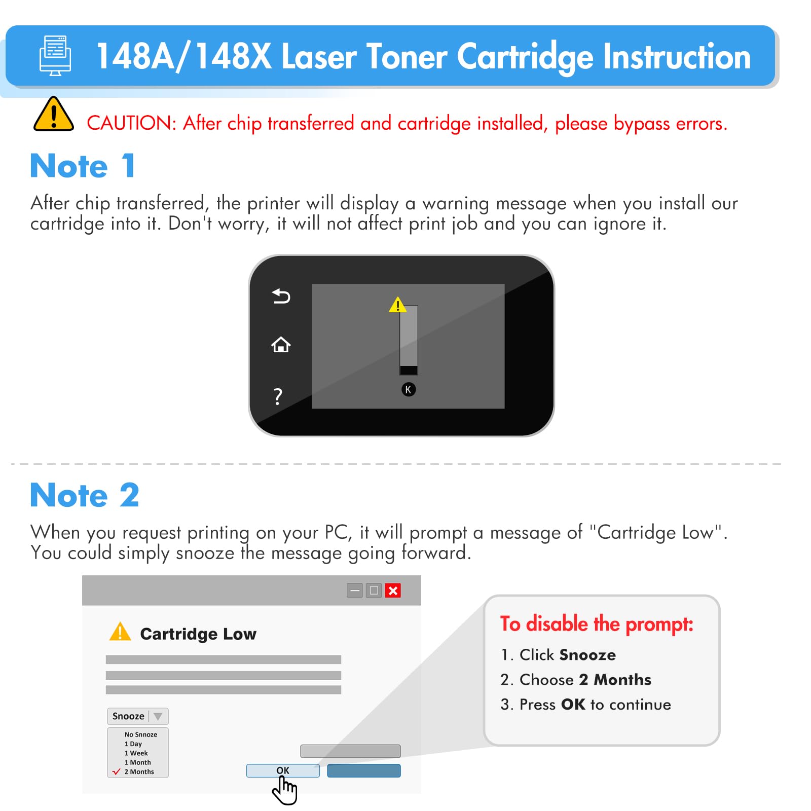 Compatible 148A 148X Black Toner Cartridge (2 Pack) - Replacement for HP 148A/148X/W1480X/W1480A - Works with HP LaserJet Pro 4001n/4001dw/4001dn/MFP 4101fdw/4101fdn Printers - Perfect for Office & Home Printing Needs