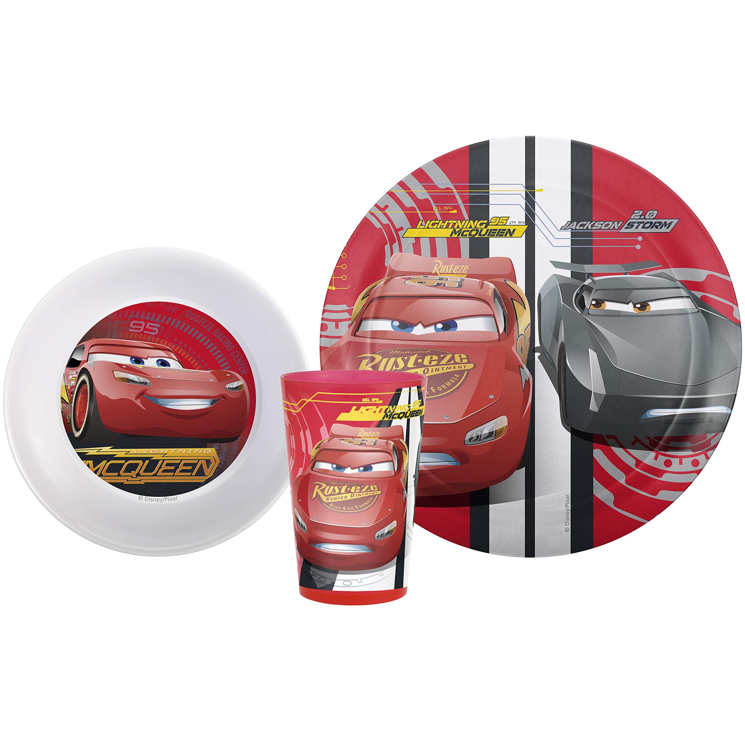 Zak Designs Cars 3 Kids Dinnerware Set - 3-Piece Plate, Bowl & Tumbler Set with Window Box Packaging | Perfect for Kids Meals, Birthday Parties & Disney Themed Collections