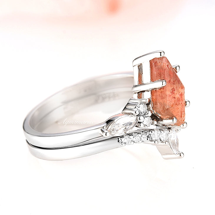 Skye Kite™ Natural Sunstone Ring Set - Sterling Silver Jewelry for Women, Elegant Gemstone Rings for Everyday Wear & Special Occasions