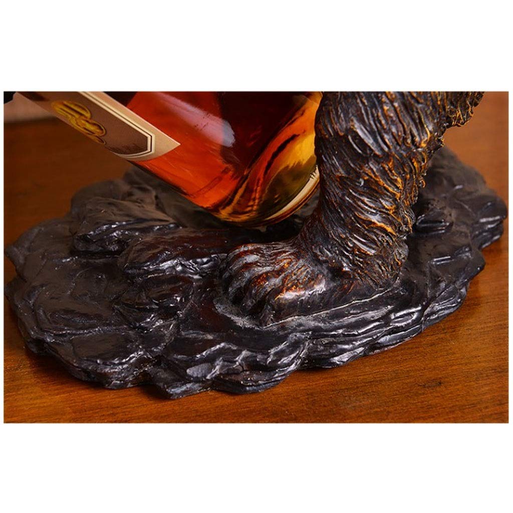 Rustic Bear Wine Bottle Holder - Animal Sculpture Wine Rack for Countertop, Decorative Wine Stand & Unique Gift Idea | Perfect for Home Bar, Kitchen Decor, and Wine Lover Gifts