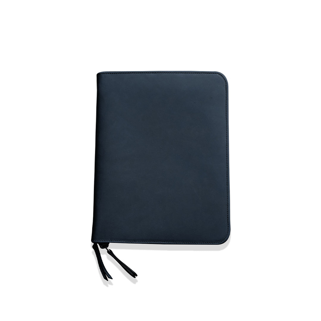 Premium A5 Blue Leather Endless Folio - Perfect for Journaling, Note-Taking & Business Meetings | Durable Vegan Leather Cover for Notebooks & Planners