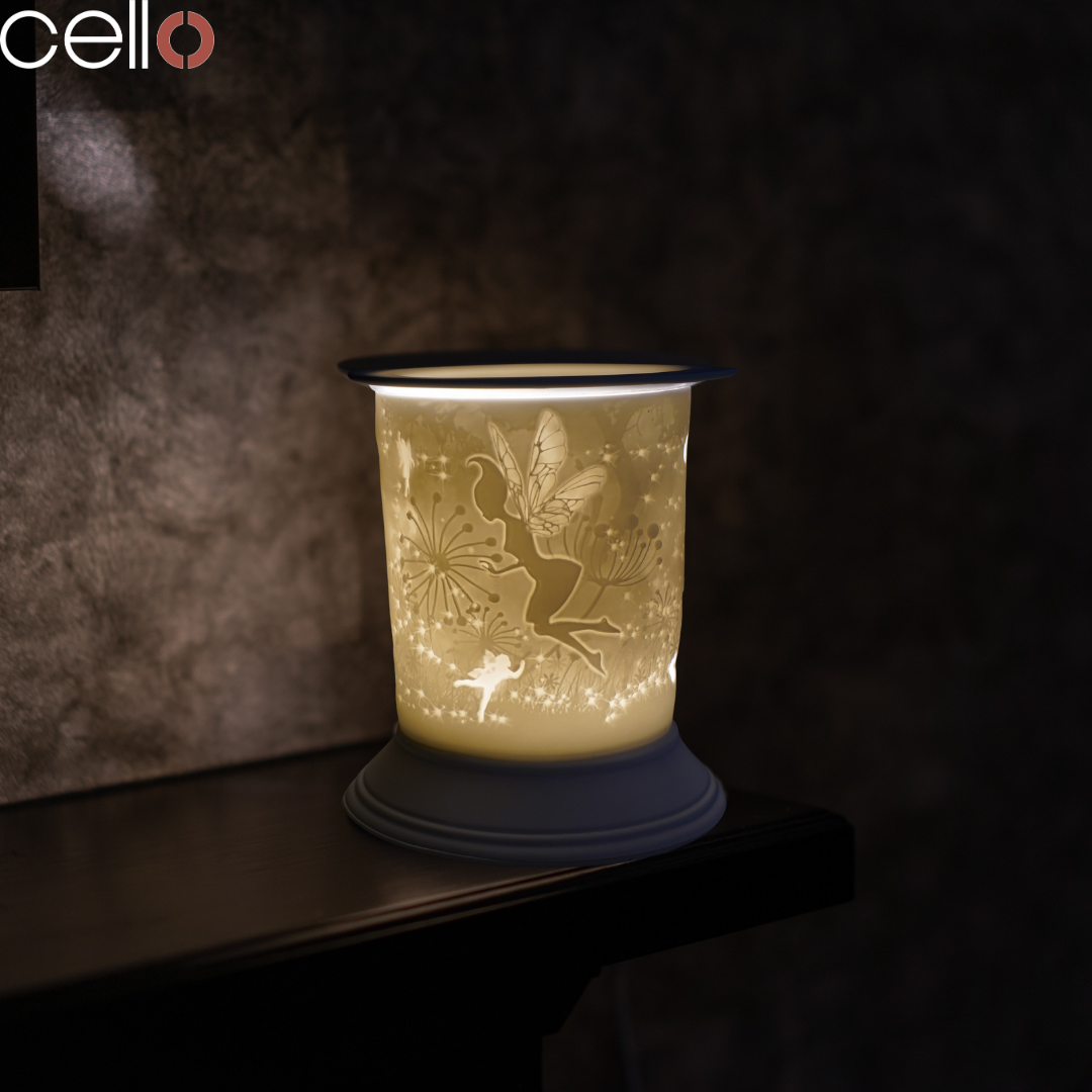 Cello Electric Wax Warmer - Porcelain Straight Design with Fairy Tale Theme for Home Aromatherapy & Relaxation | Perfect for Bedroom, Living Room, and Office Decor