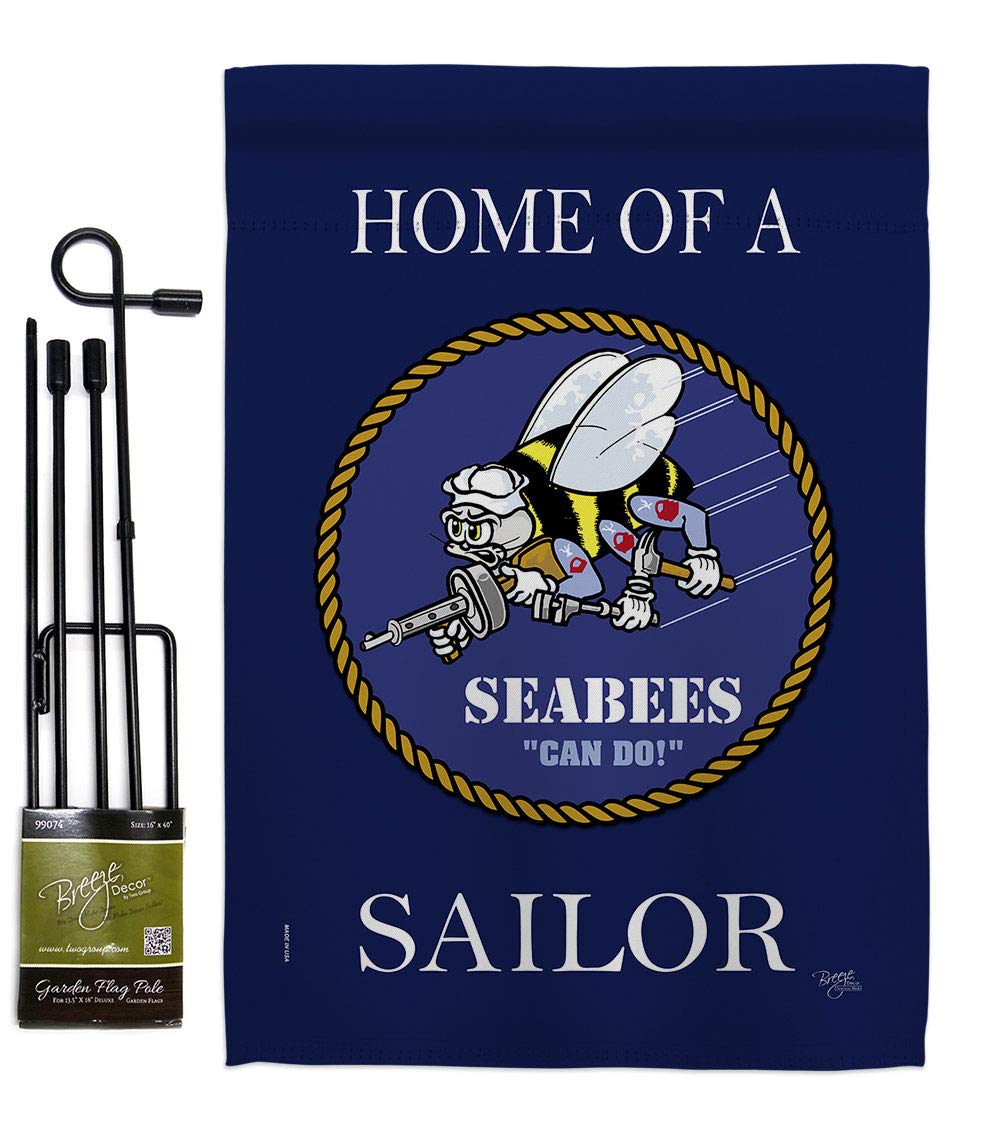 US Navy Seabee Garden Flag Set - Double-Sided Military Decor for Yard & Home