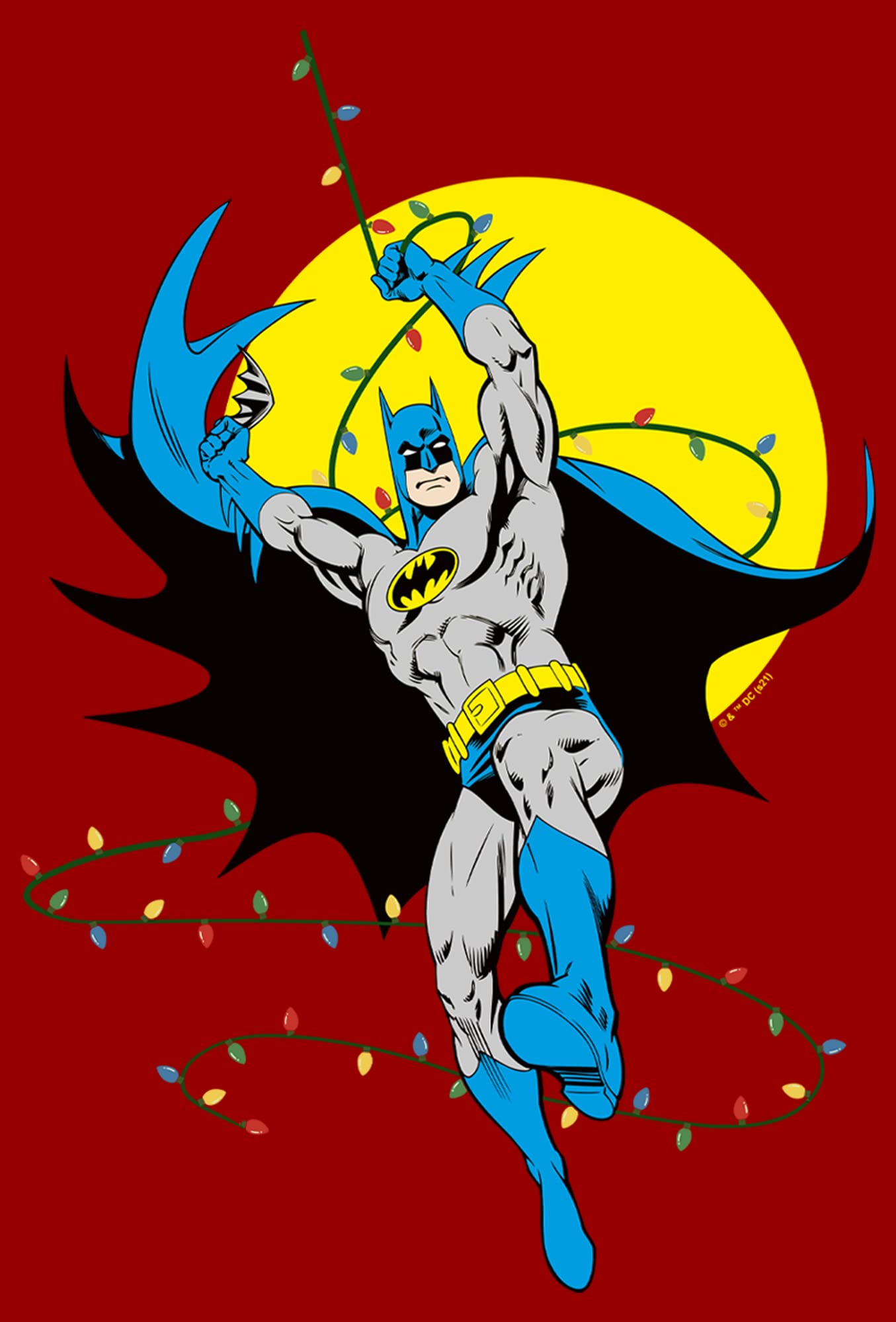Batman Christmas Light Swing T-Shirt for Men - Superhero Holiday Graphic Tee - Perfect for Christmas Parties & Superhero Fan Gifts