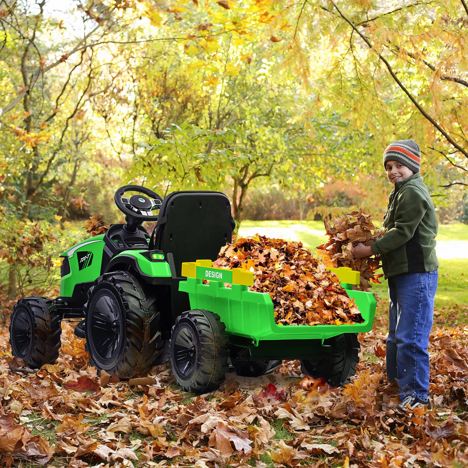 GARVEE 24V 3-in-1 Electric Ride On Tractor for Kids Ages 3-8 Years | Excavator & Bulldozer Toy with Remote Control, LED Lights, Music & Bluetooth | Max Weight 66 lbs | Perfect for Indoor & Outdoor Play, Birthday Gifts