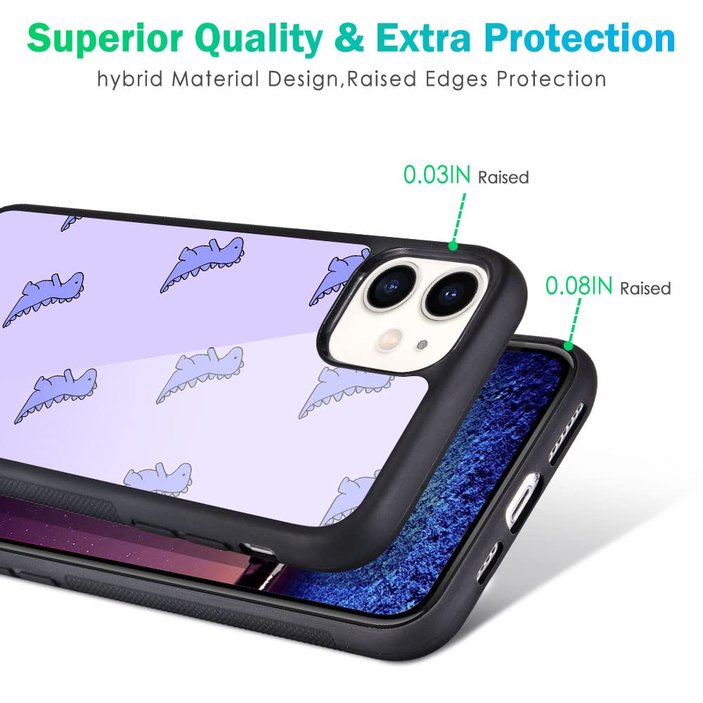 MAYCARI iPhone 11 Case - Cute Purple Dinosaur Pattern Protective Cover with Hard Back & Soft TPU Bumper for Women Girls | Perfect for School, Work & Everyday Use