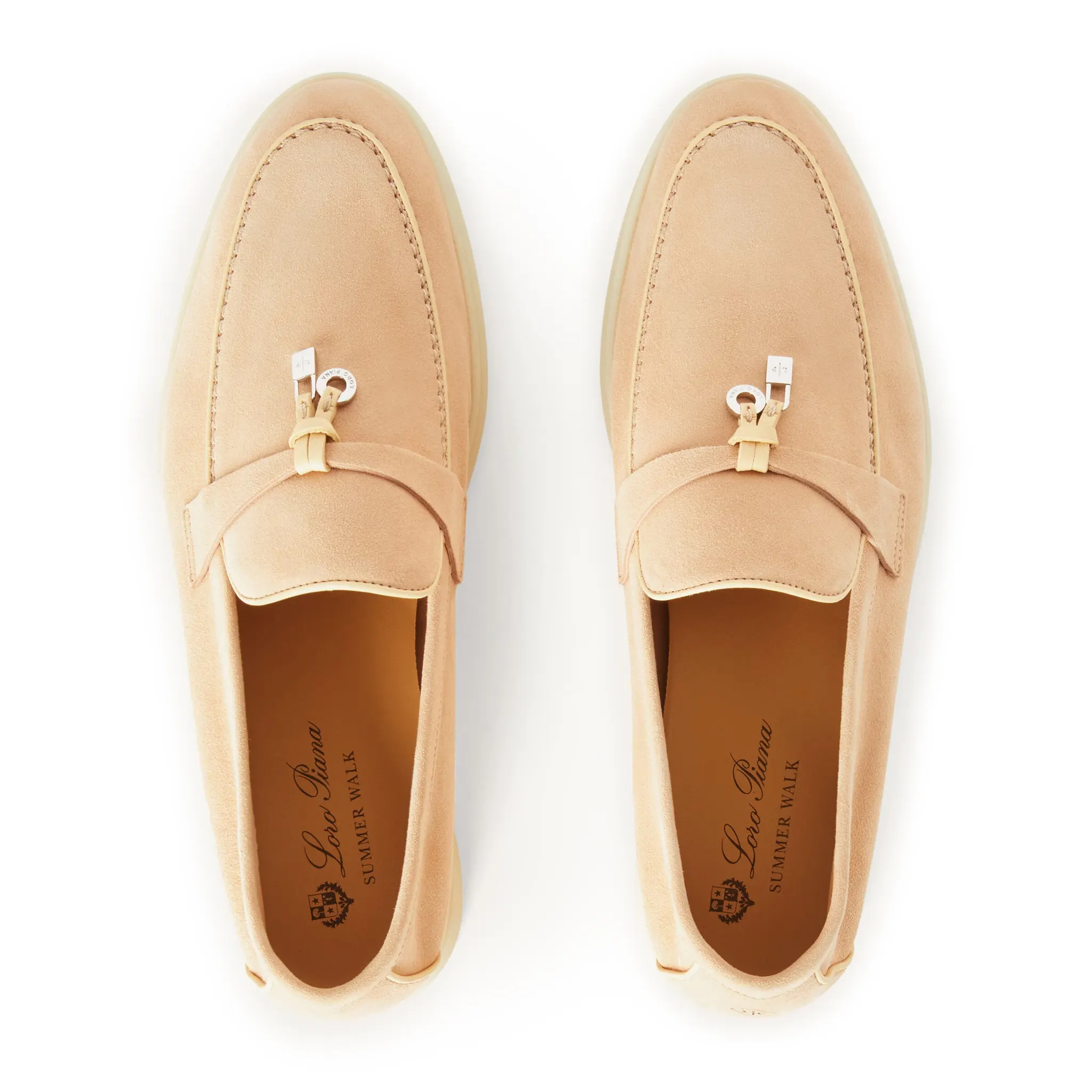 Loro Piana Women's Summer Walk Loafers - Soft Suede Goatskin Slip-On Shoes in Pink Reef | Comfortable Casual Footwear for Beach, Vacation & Everyday Wear